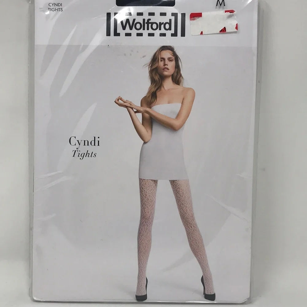 Wolford Cyndi Tights Size M – Asymmetric Pattern Luxury Hosiery NWT